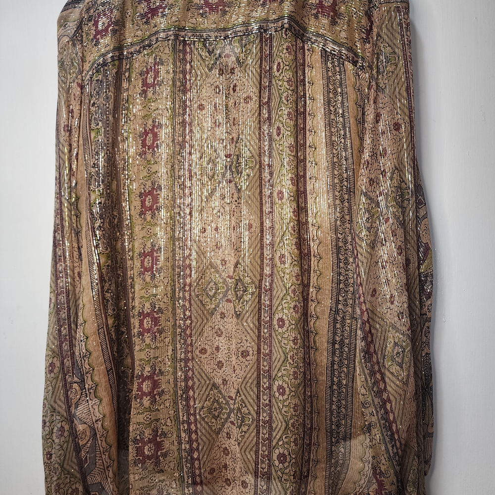 Bohemian Patterned Button-Up Blouse - image 2